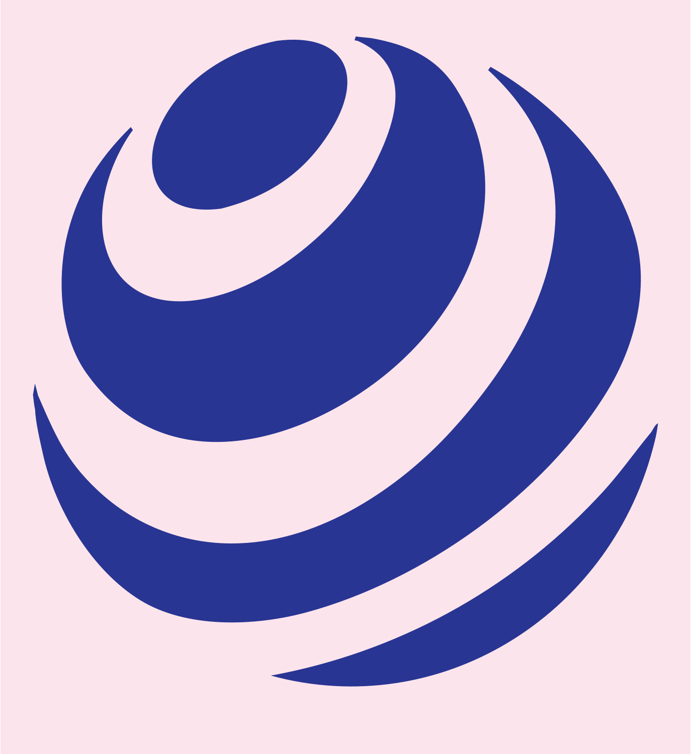 Negative Space Curved Stripe Globe Mark #fce4ec/#283593