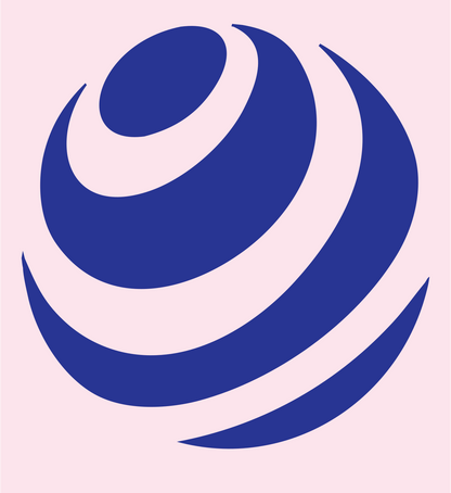 Negative Space Curved Stripe Globe Mark #fce4ec/#283593