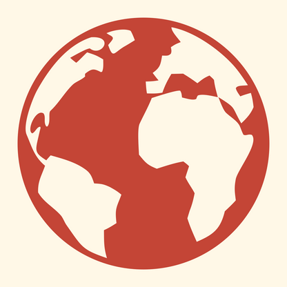 Negative Space Globe Panel Soccer Ball Badge #fff8e7/#c44536