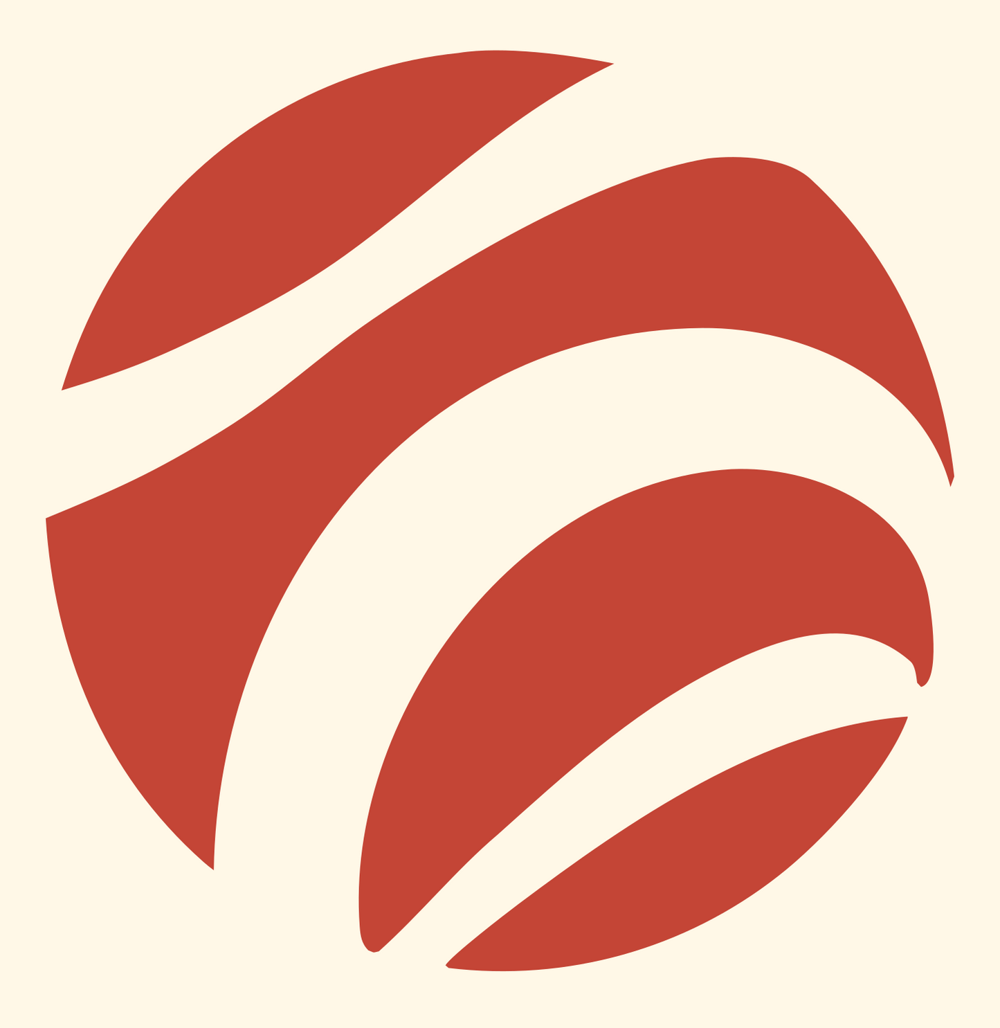 Negative Space Curved Stripe Soccer Ball Badge #fff8e7/#c44536