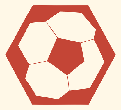 Soccer Ball Hexagon Badge #fff8e7/#c44536