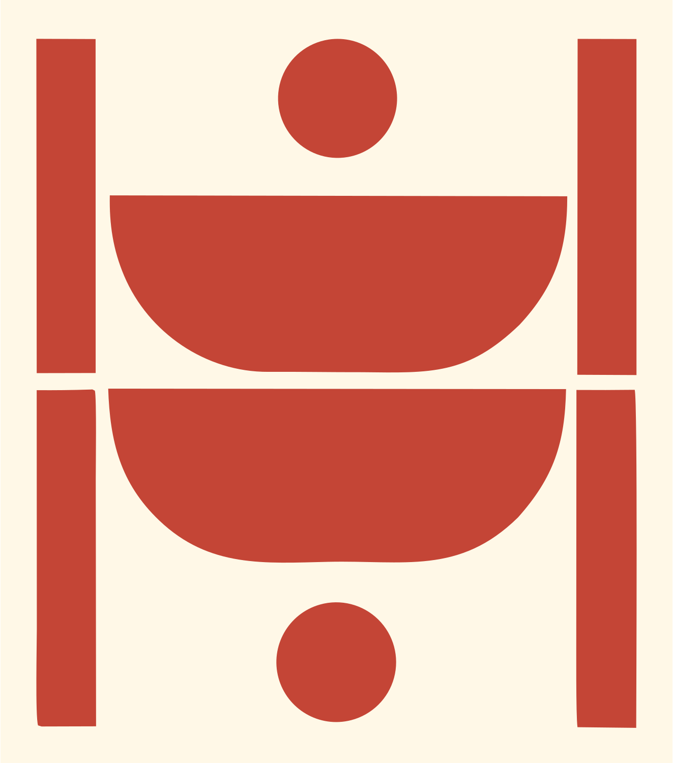 Brutalist Split Court Basketball Mark #fff8e7/#c44536