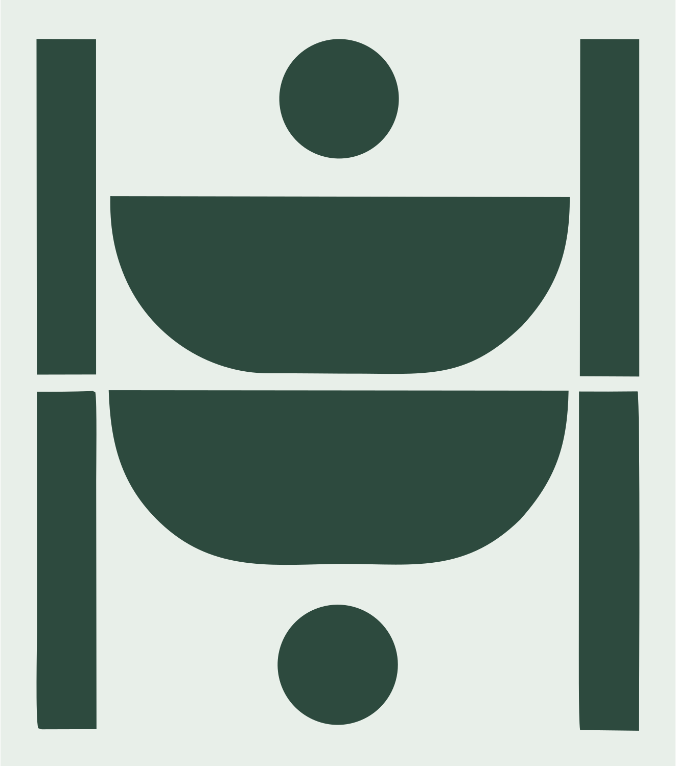 Brutalist Split Court Basketball Mark #e8efe9/#2d4a3e