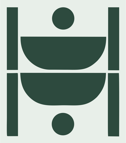 Brutalist Split Court Basketball Mark #e8efe9/#2d4a3e