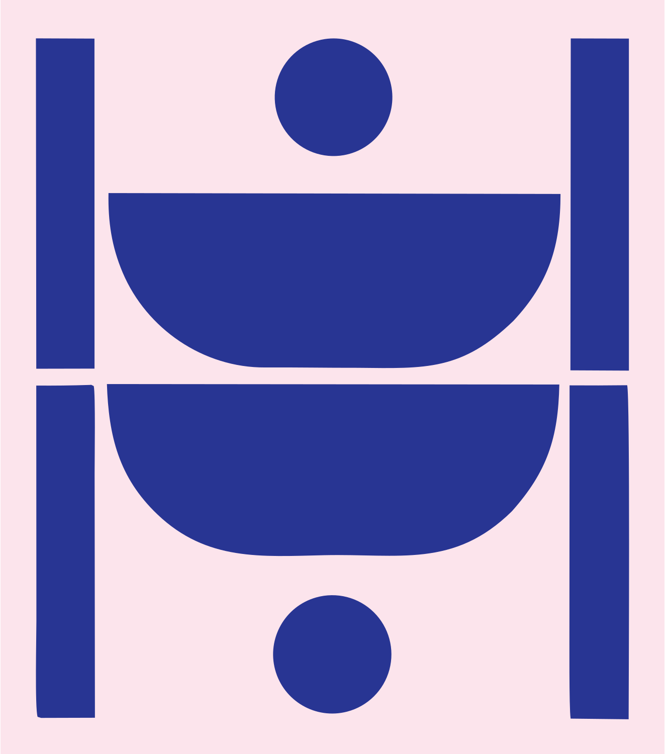 Brutalist Split Court Basketball Mark #fce4ec/#283593