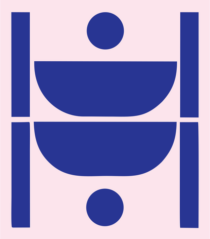 Brutalist Split Court Basketball Mark #fce4ec/#283593