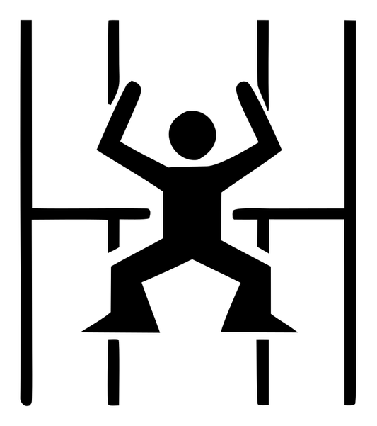 Brutalist Gymnasium Figure Spread-Eagle Player Mark
