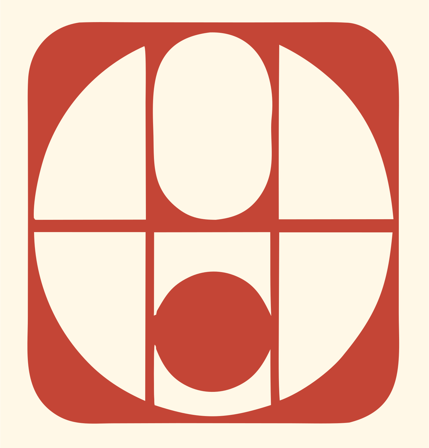 Brutalist Grid Circle Divided Basketball Icon #fff8e7/#c44536