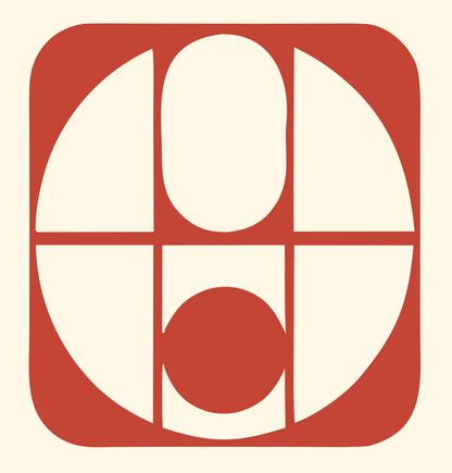 Brutalist Grid Circle Divided Basketball Icon #fff8e7/#c44536