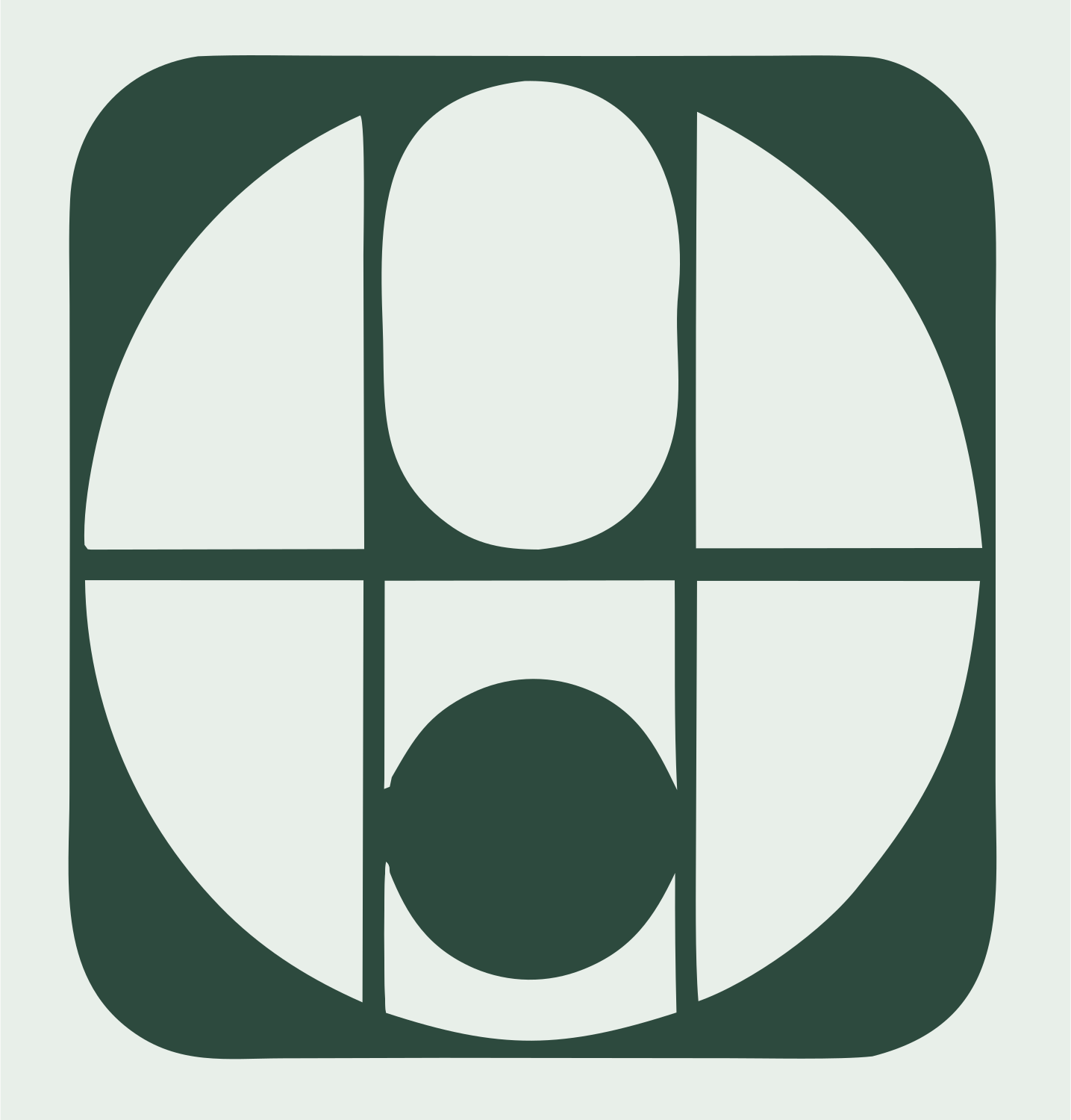 Brutalist Grid Circle Divided Basketball Icon #e8efe9/#2d4a3e