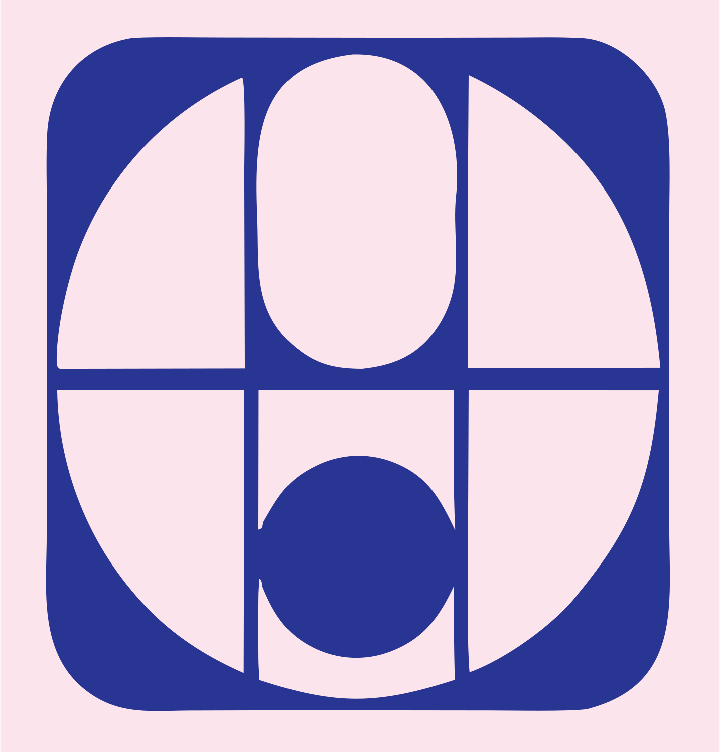 Brutalist Grid Circle Divided Basketball Icon #fce4ec/#283593