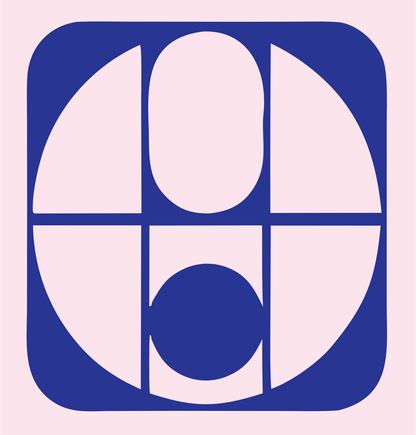 Brutalist Grid Circle Divided Basketball Icon #fce4ec/#283593