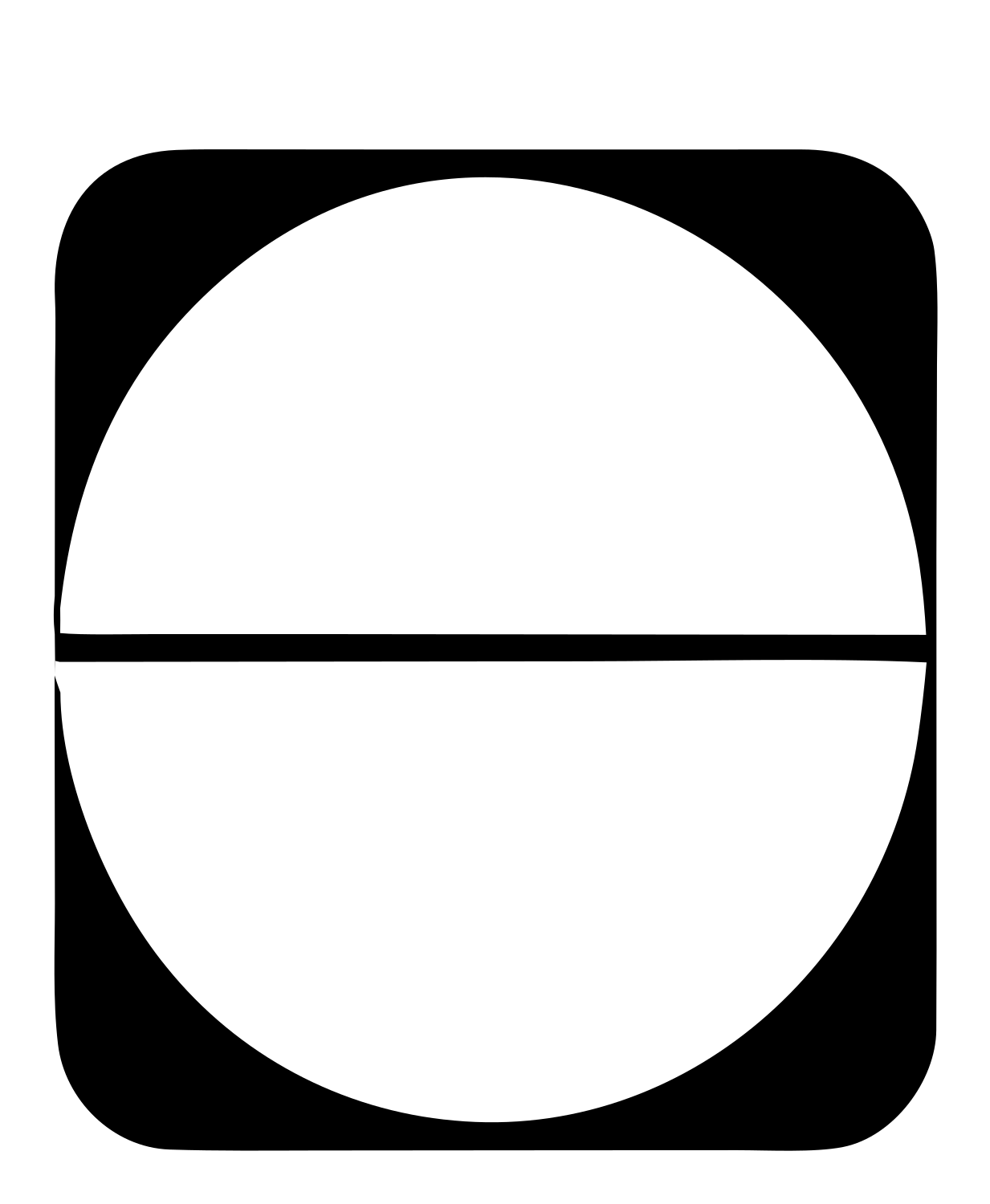 Brutalist Halved Circle Pill Basketball Badge #ffffff/#000000