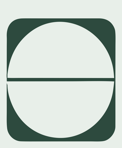 Brutalist Halved Circle Pill Basketball Badge #e8efe9/#2d4a3e