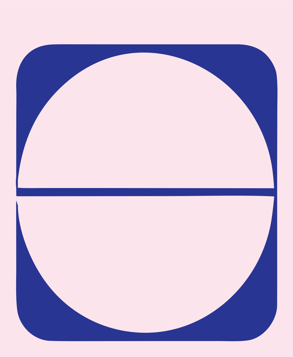 Brutalist Halved Circle Pill Basketball Badge #fce4ec/#283593