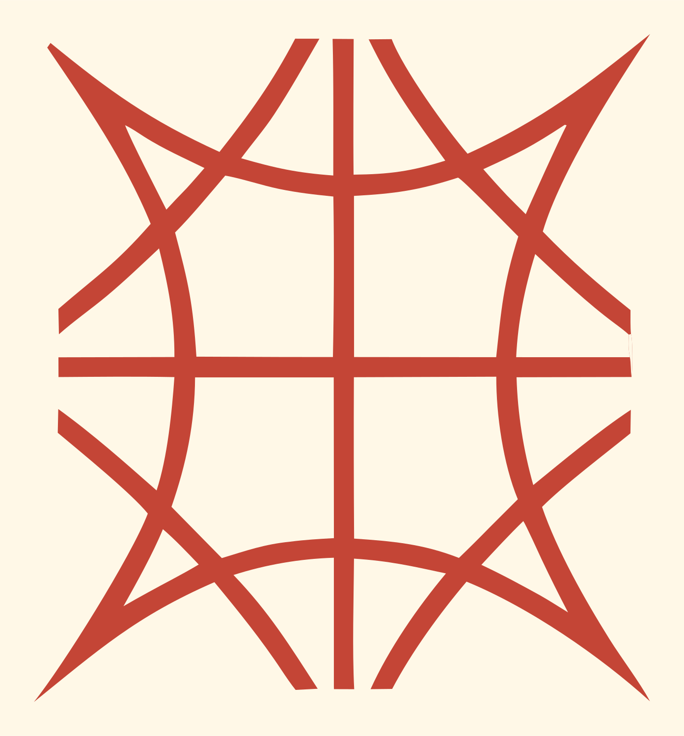 Brutalist Spiked Globe Grid Basketball Crest #fff8e7/#c44536