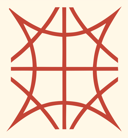 Brutalist Spiked Globe Grid Basketball Crest #fff8e7/#c44536