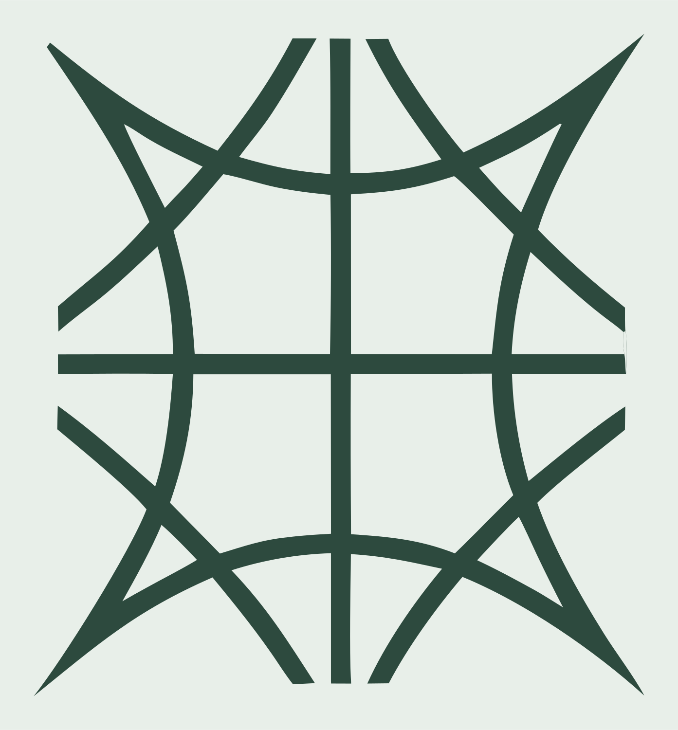 Brutalist Spiked Globe Grid Basketball Crest #e8efe9/#2d4a3e