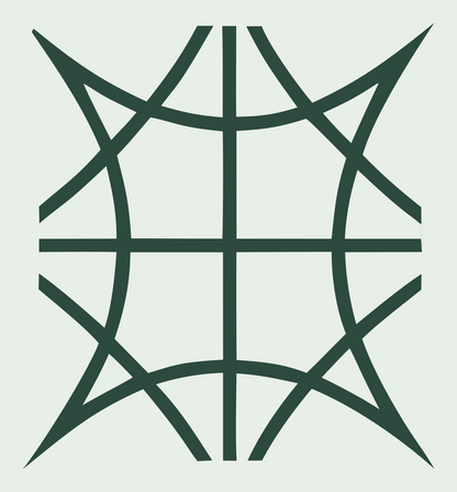 Brutalist Spiked Globe Grid Basketball Crest #e8efe9/#2d4a3e