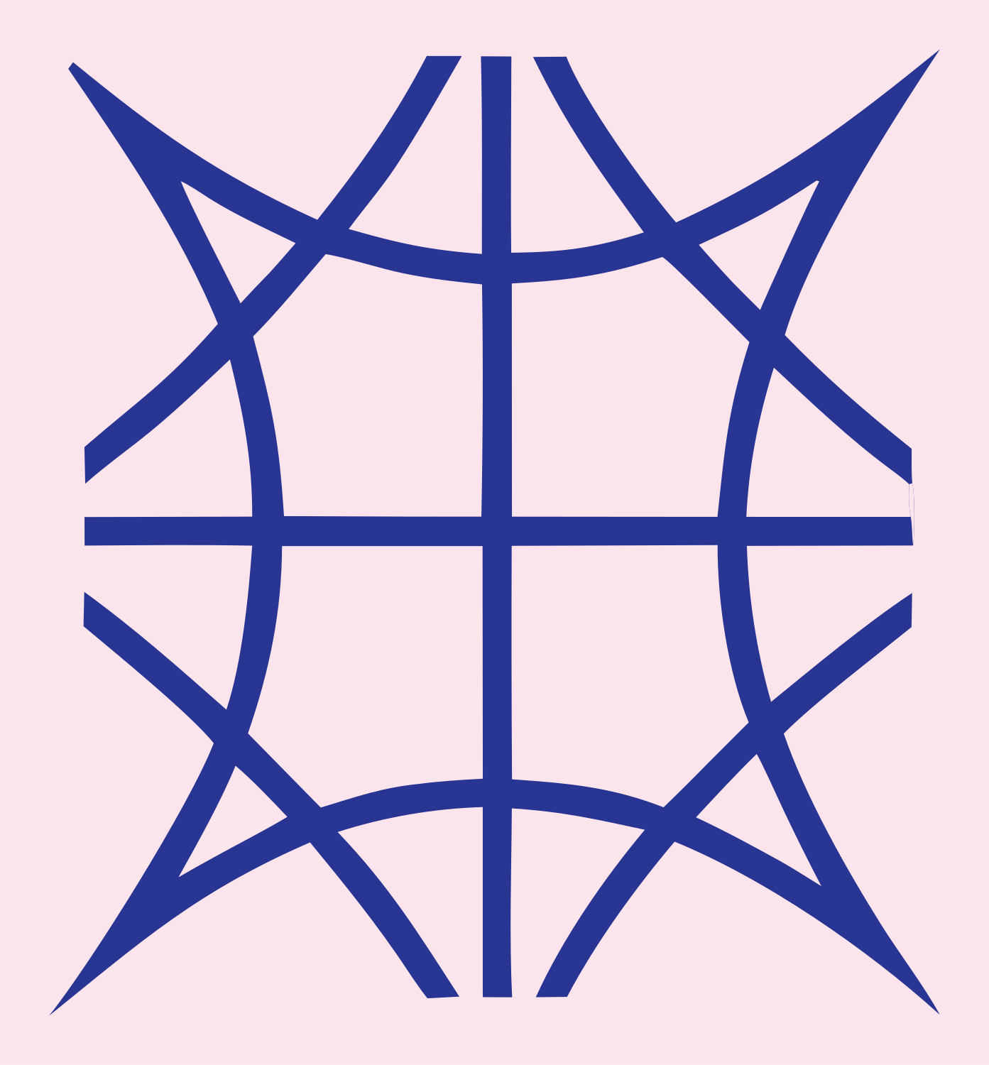 Brutalist Spiked Globe Grid Basketball Crest #fce4ec/#283593