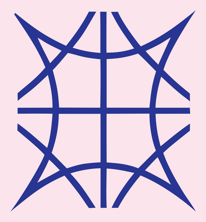Brutalist Spiked Globe Grid Basketball Crest #fce4ec/#283593