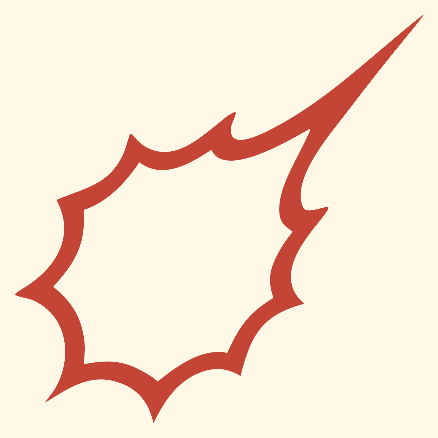 Hand-Drawn Spiked Burst Tennis Racket Badge #fff8e7/#c44536