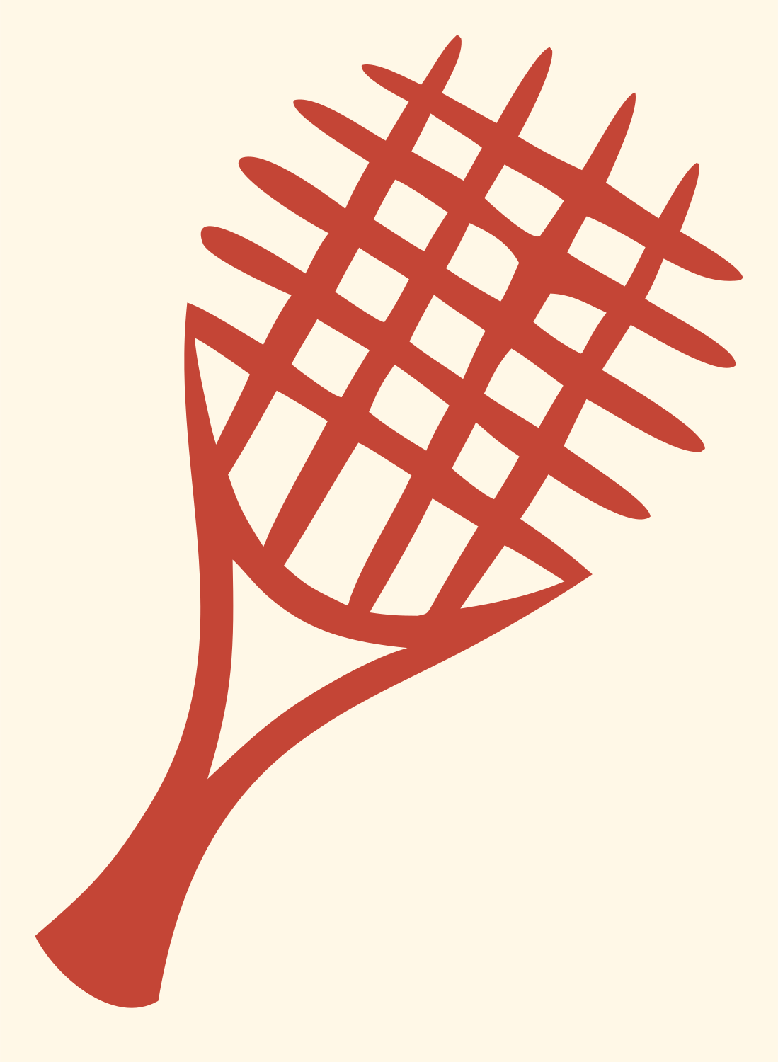 Hand-Drawn Tilted String Grid Racket Crest #fff8e7/#c44536