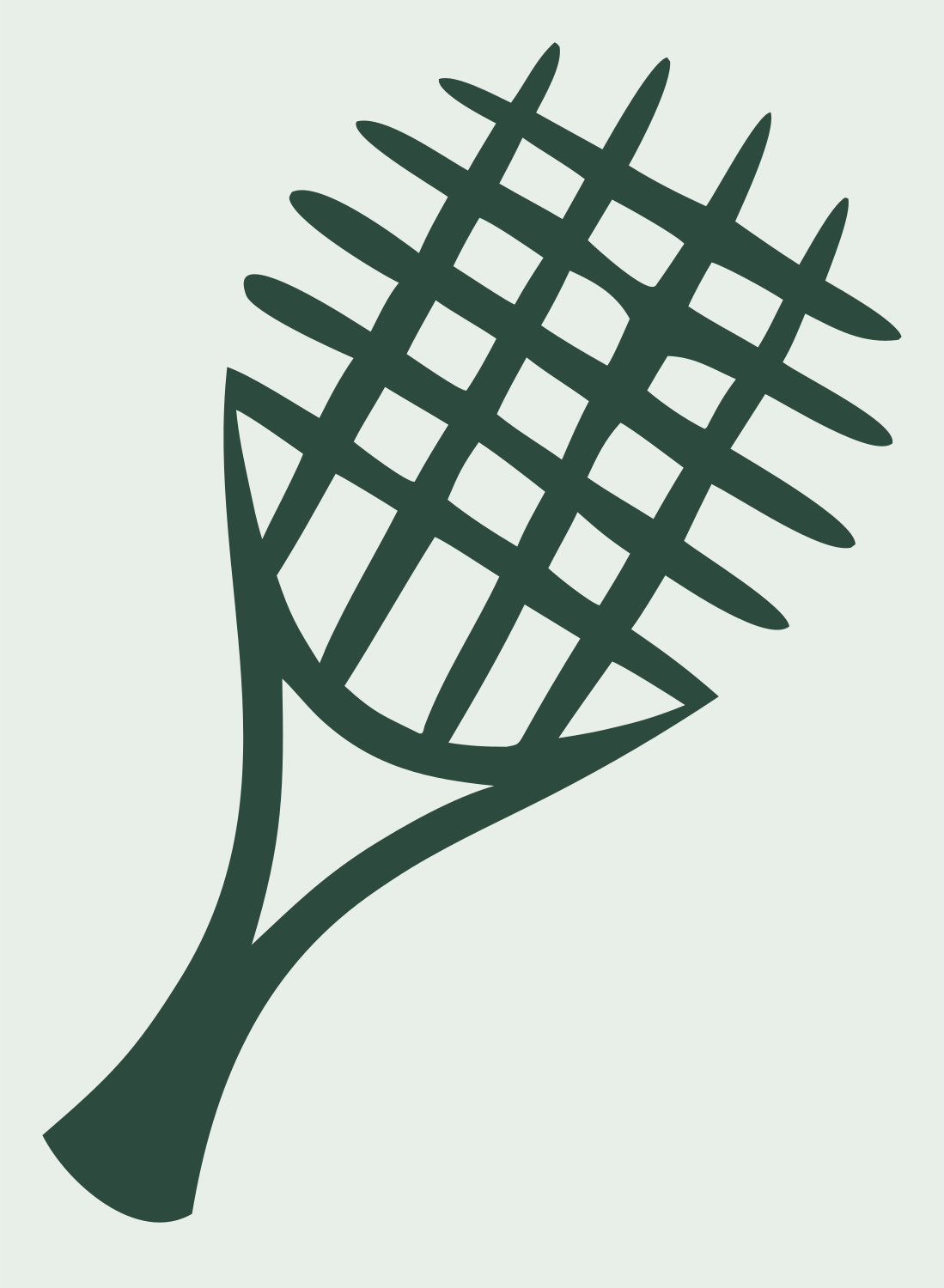 Hand-Drawn Tilted String Grid Racket Crest #e8efe9/#2d4a3e