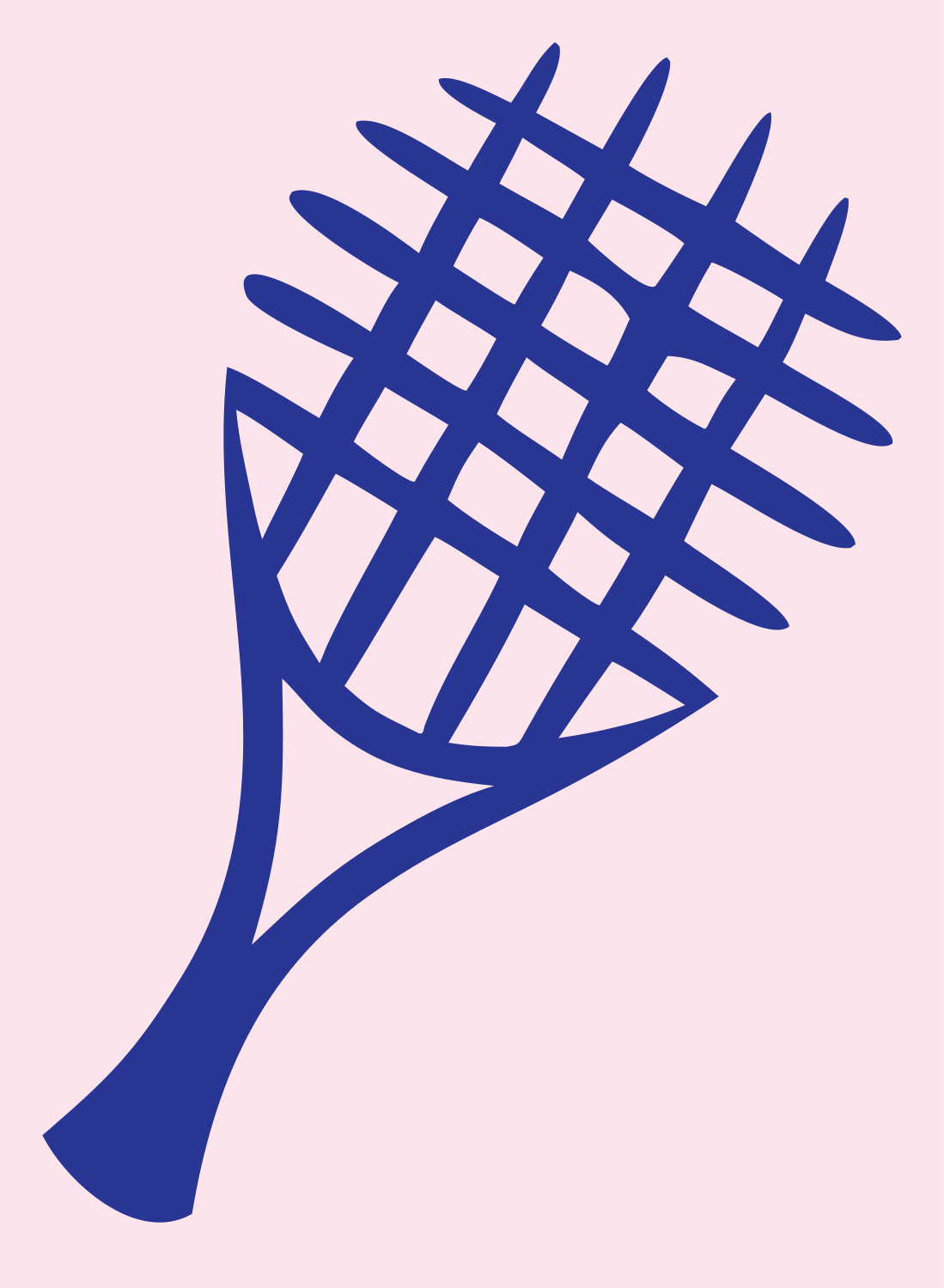Hand-Drawn Tilted String Grid Racket Crest #fce4ec/#283593