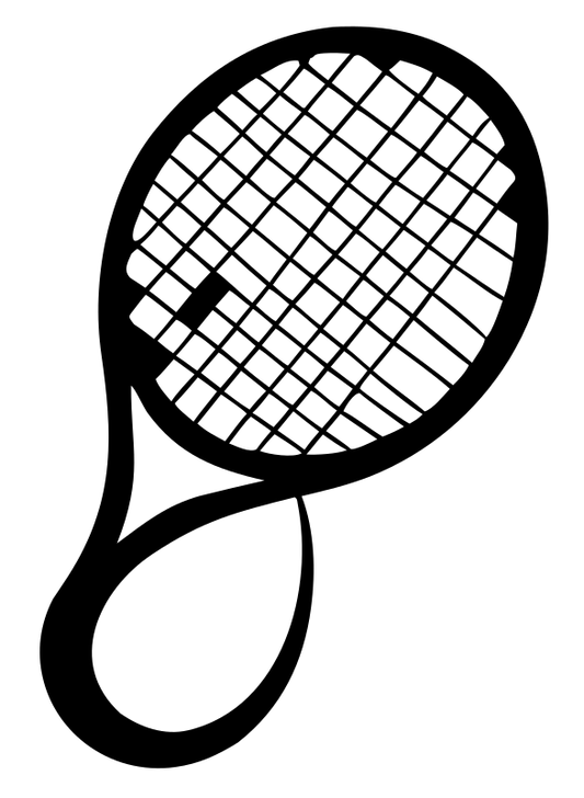 Hand-Drawn Looping Handle Tennis Racket Mark