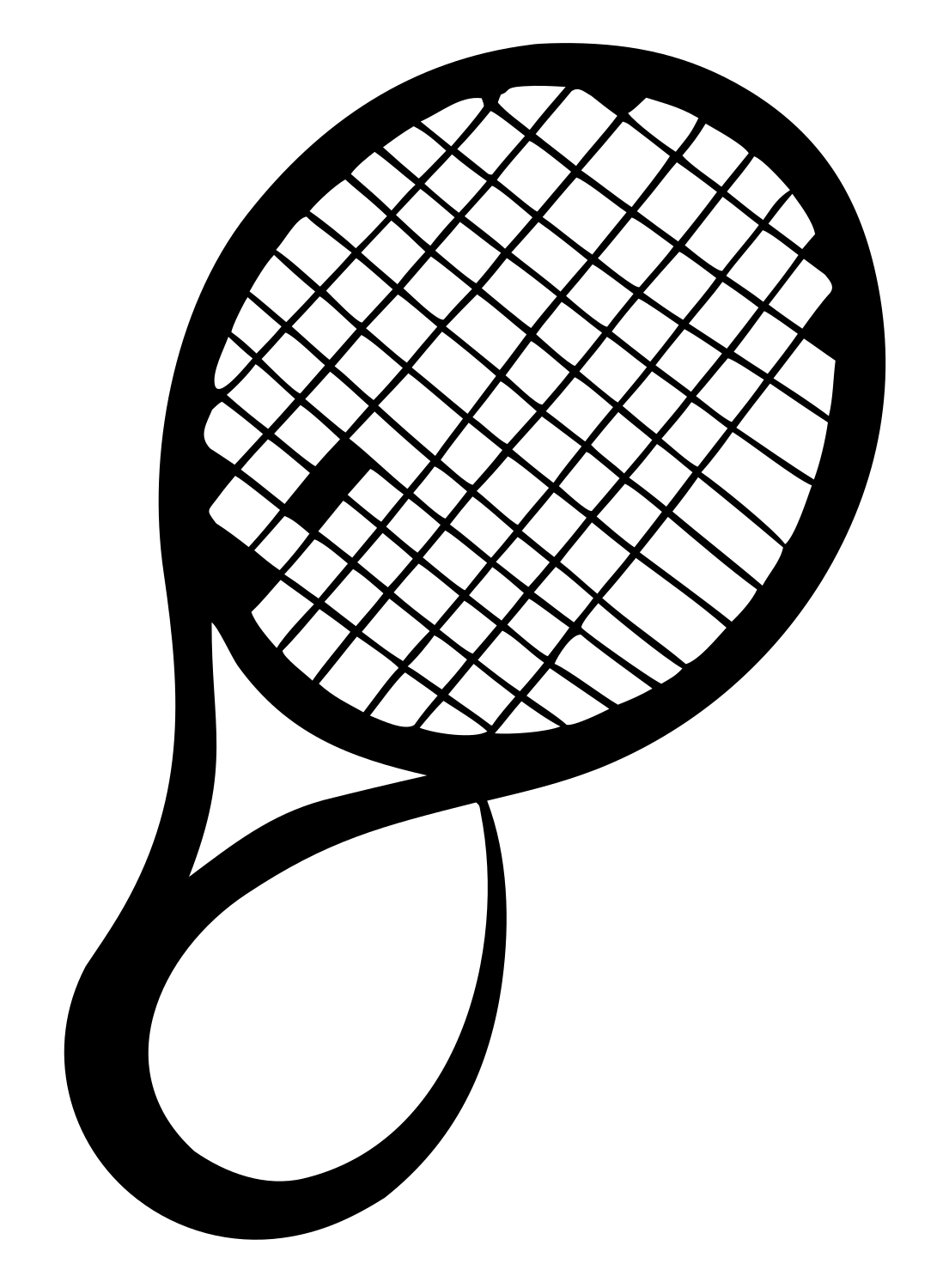 Hand-Drawn Looping Handle Tennis Racket Mark #ffffff/#000000
