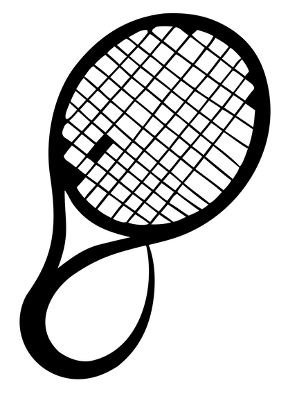 Hand-Drawn Looping Handle Tennis Racket Mark #ffffff/#000000