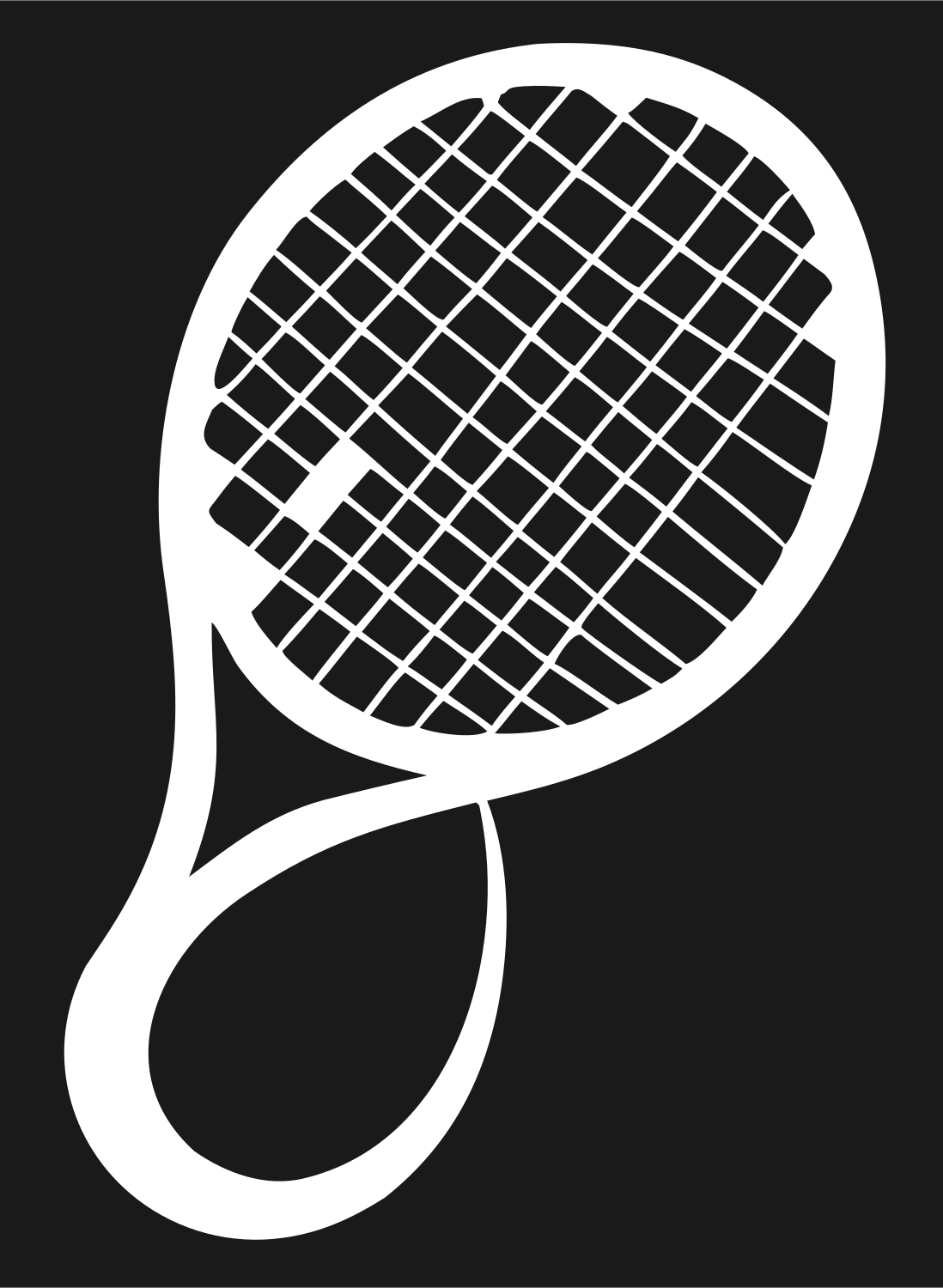 Hand-Drawn Looping Handle Tennis Racket Mark #1a1a1a/#ffffff