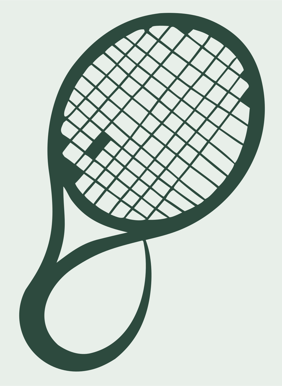 Hand-Drawn Looping Handle Tennis Racket Mark #e8efe9/#2d4a3e