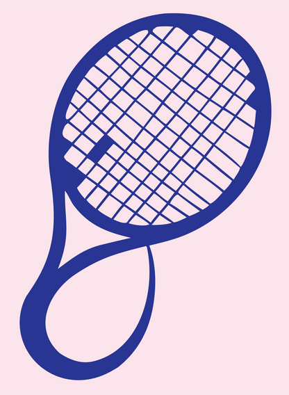 Hand-Drawn Looping Handle Tennis Racket Mark #fce4ec/#283593