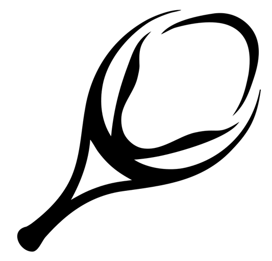 Hand-Drawn Tribal Swirl Tennis Racket Logo