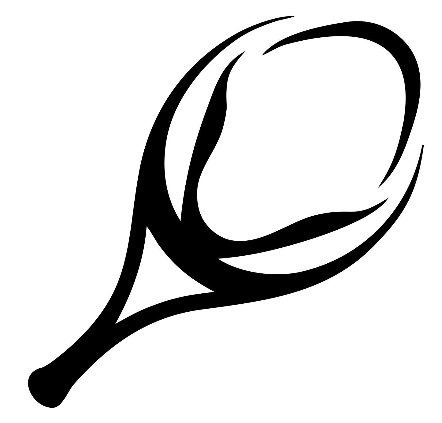 Hand-Drawn Tribal Swirl Tennis Racket Logo #ffffff/#000000