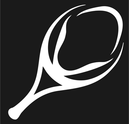 Hand-Drawn Tribal Swirl Tennis Racket Logo #1a1a1a/#ffffff