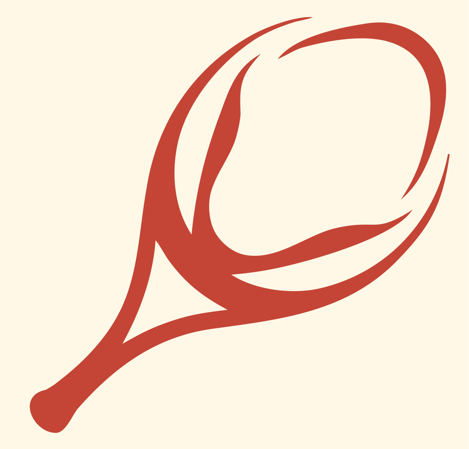 Hand-Drawn Tribal Swirl Tennis Racket Logo #fff8e7/#c44536