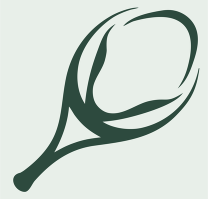 Hand-Drawn Tribal Swirl Tennis Racket Logo #e8efe9/#2d4a3e