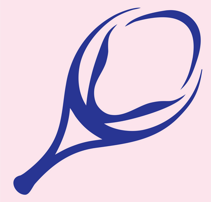 Hand-Drawn Tribal Swirl Tennis Racket Logo #fce4ec/#283593