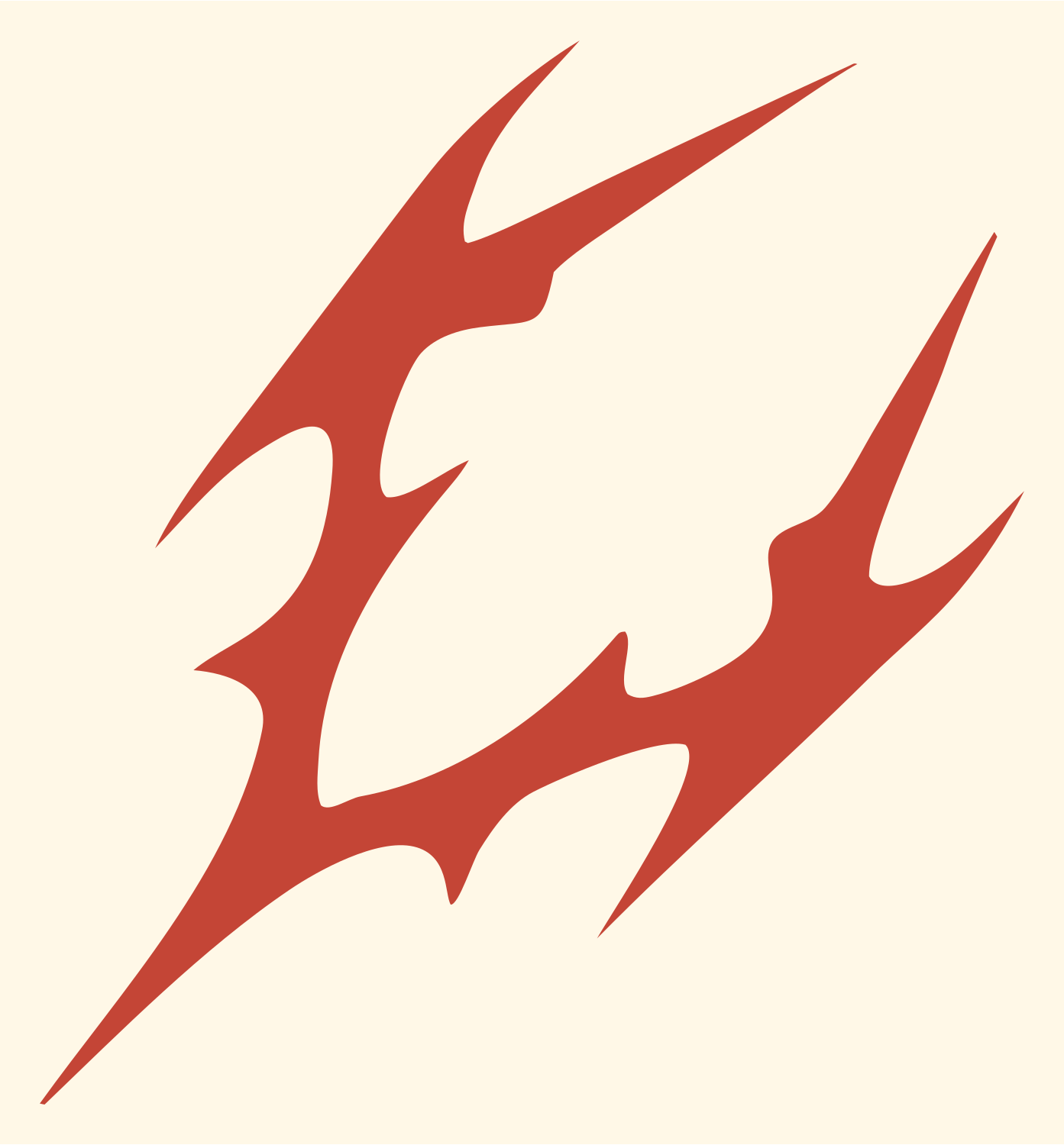 Jagged Claw Scratch Tennis Racket Mark #fff8e7/#c44536