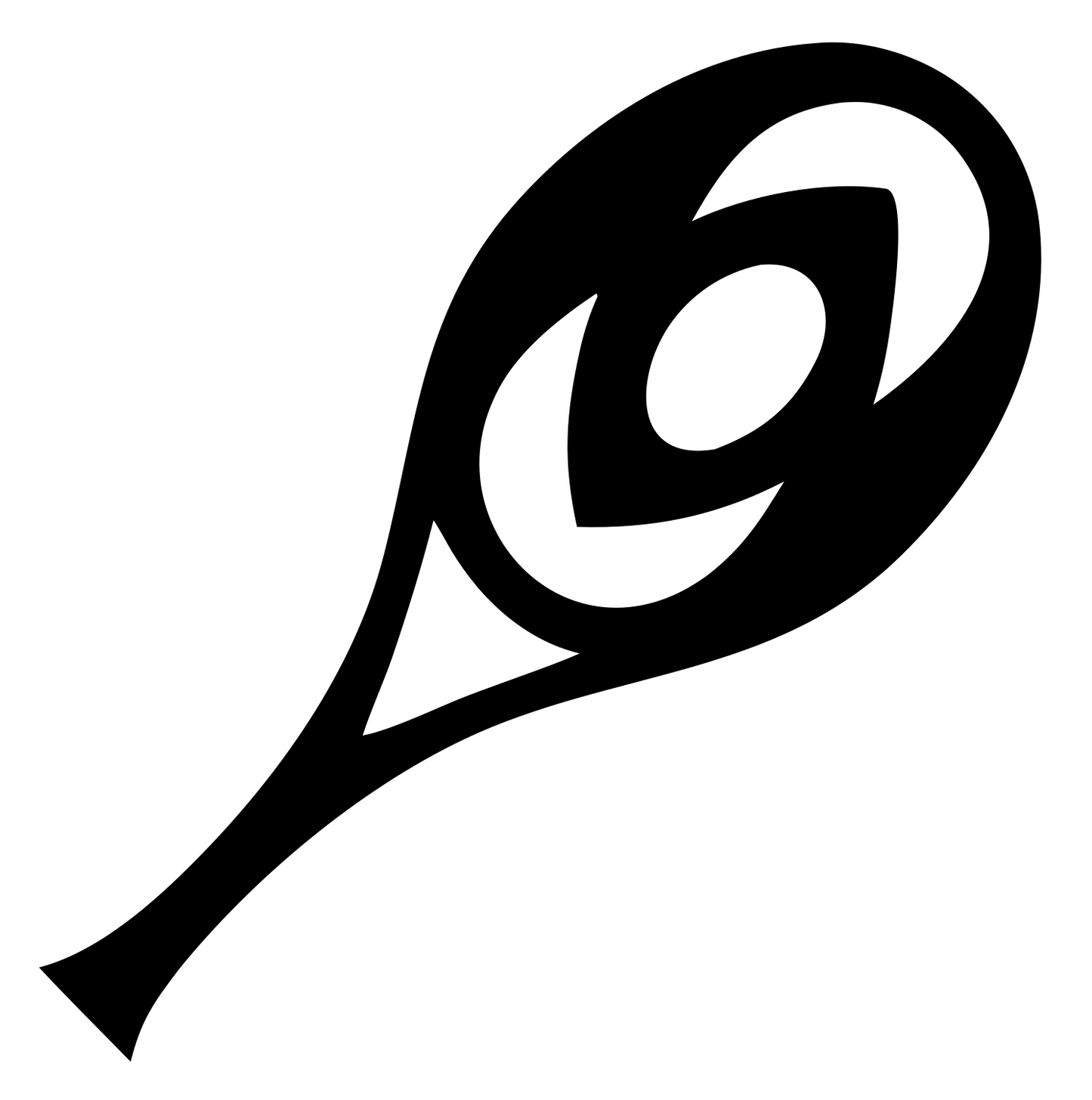 Hand-Drawn Spiral Eye Tennis Racket Icon #ffffff/#000000