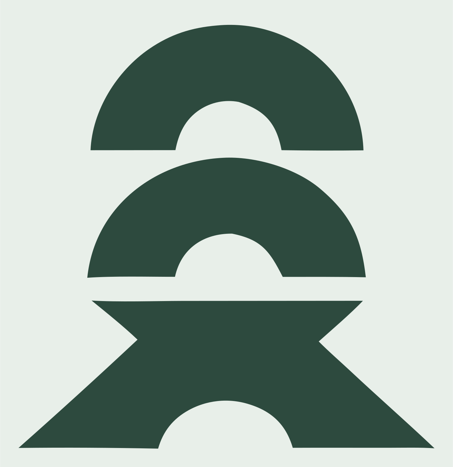 Layered Arch Abstract Skateboarder Figure Mark #e8efe9/#2d4a3e