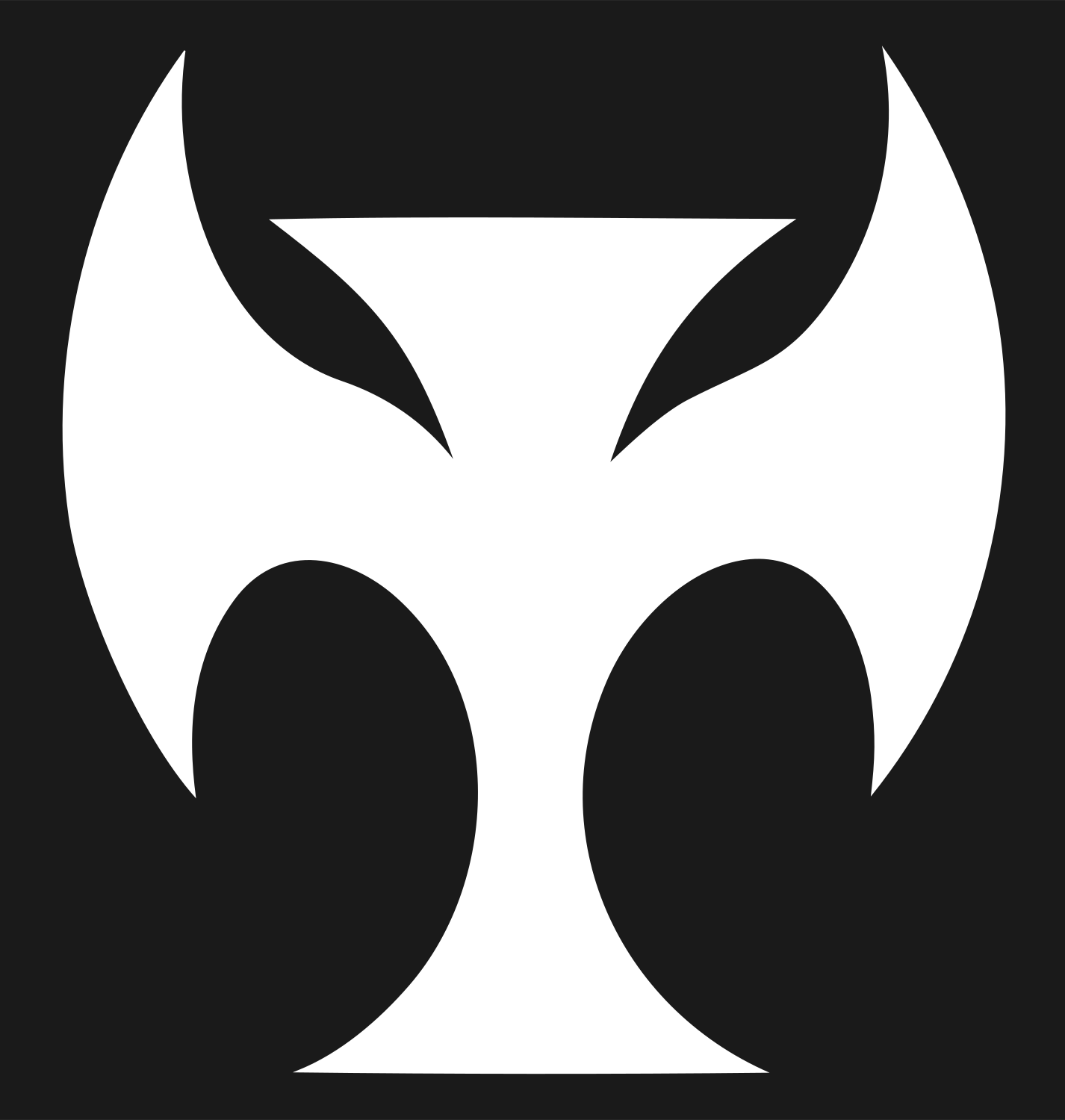 Dark Wing Demon Cross Skateboard Mark #1a1a1a/#ffffff