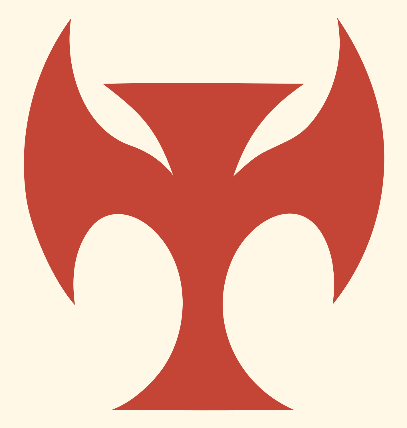 Dark Wing Demon Cross Skateboard Mark #fff8e7/#c44536