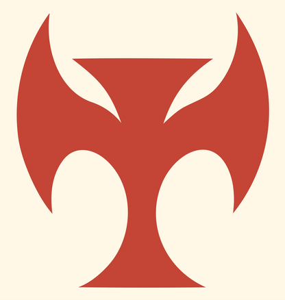 Dark Wing Demon Cross Skateboard Mark #fff8e7/#c44536