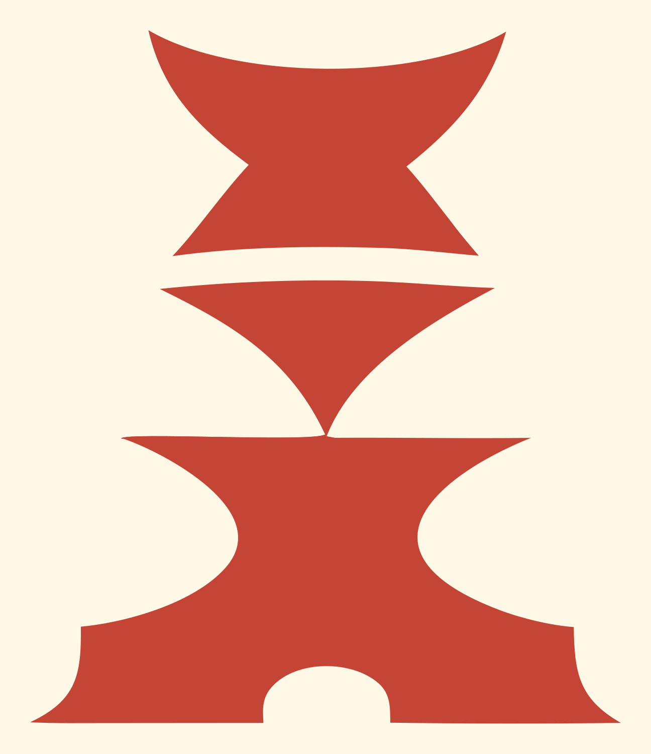 Stacked Concave Tier Skateboard Tower Mark #fff8e7/#c44536