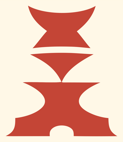 Stacked Concave Tier Skateboard Tower Mark #fff8e7/#c44536