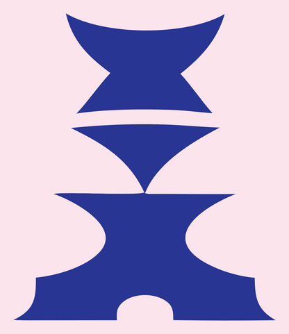 Stacked Concave Tier Skateboard Tower Mark #fce4ec/#283593
